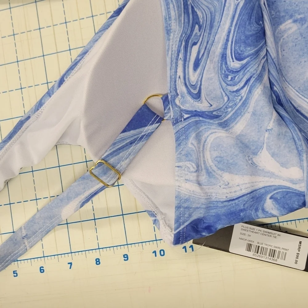 Nicole Miller 3XL Blue Tropic Swirl Sweetheart Center Tie